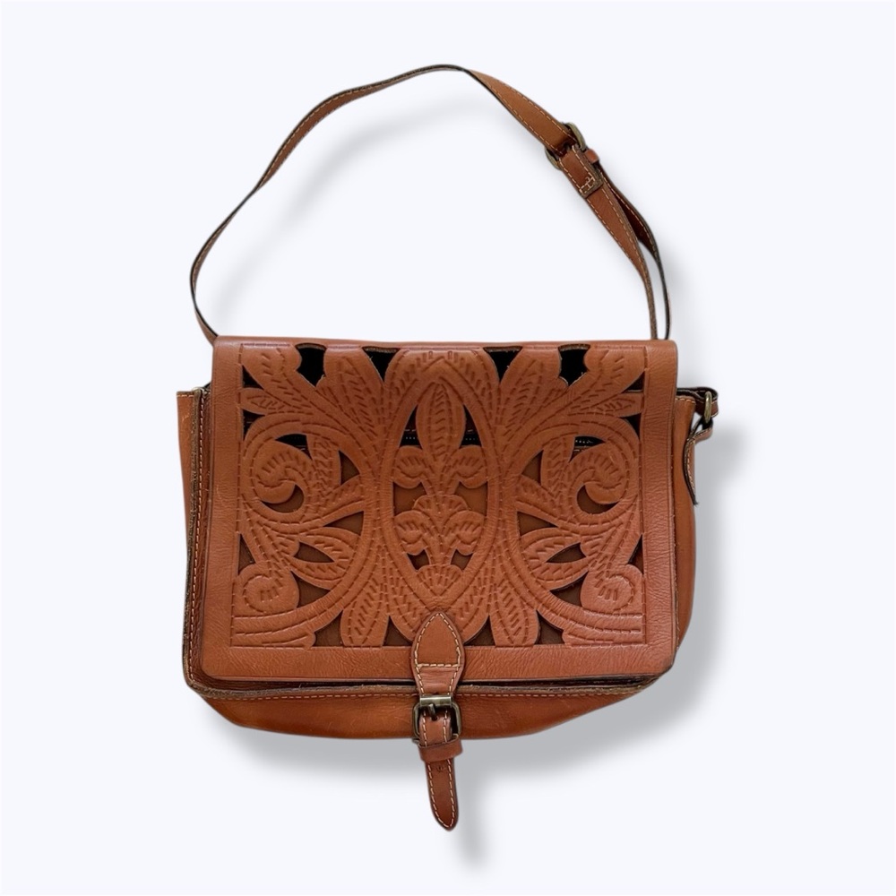 Patricia Nash Cutout Tooled Leather Crossbody Bag-Imperial Limited-Florence